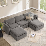 CHITA Oversized Modular Sectional Sofa, FSC Certified L Shaped Sectional Couches for Living Room, 112 inch Width,4 Seat Modular Sofa with Storage Ottoman, Linen