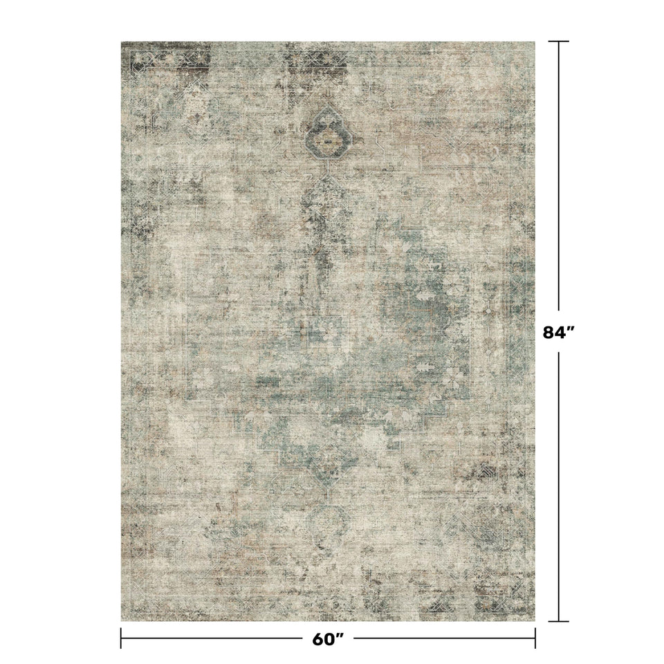 Neutral Living Room Rug - 10x14 Farmhouse Beige Brown Large Area Rug for Dining Room, Bedroom, Low Pile Lightweight Washable
