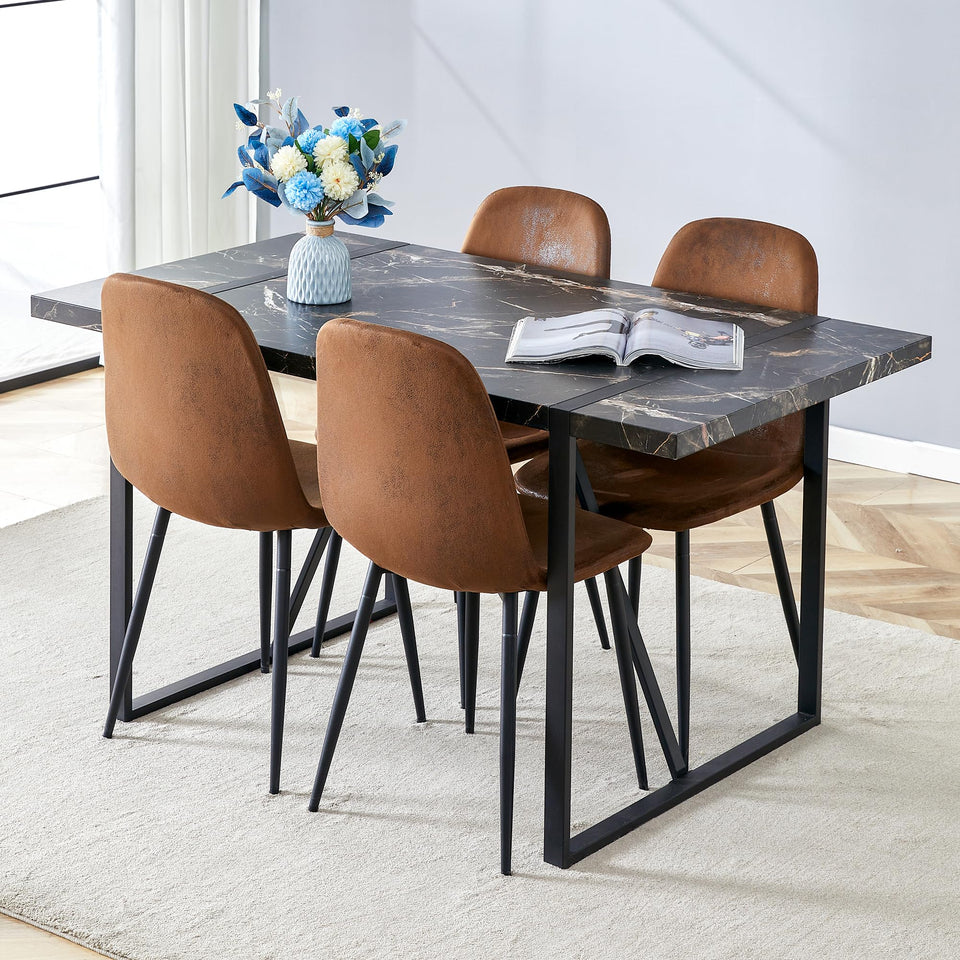 MUUOKY Dining Table Set for 4, Modern 55'' Wood Dinette Table Set for 4 with Fabric Dining Chairs,Table and Chairs Set of 4,Ideal for Kitchen Dining Room