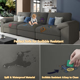 EASE MOOSE Leather Sectional Couch, Oversized Modular Sectional Sofas, Wide Deep Seat Modular Couch, Scratch Resistant Faux Leather Material, L Shaped Sofa for Big Spaces,Beige