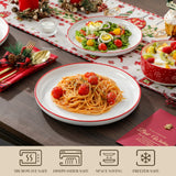 MALACASA Plates and Bowls Sets, 24 Pieces Modern Porcelain Dinnerware Set for 6 Ceramic Dishware Dishes White Kitchen Dinner Dining Ware Set wtih Black Rim Microwave and Dishwasher Safe, Series LUNA