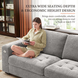 Ihanherry 146" U-Shaped Modern Sofa Modular Sectional Cloud Couch with 2 Ottoman, 6-Seat Chenille Deep Seat Sofa with 6 Pillows for Living Room, Bedroom and Apartment, Grey