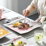 MALACASA Ivory White Dinnerware Sets, 30-Piece Porcelain Plates and Bowls Sets, Modern Dish Set for 6, Square Plates Dinnerware Set Kitchen Dishware Sets, Microwave and Dishwasher Safe, Series Flora