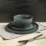 Stone Lain Celina Stoneware 32 Piece Dinnerware Set, Plates and Bowls, Black Matte Dish Collection, Service for 8 – Contemporary Minimalist Style, Microwave & Dishwasher Safe