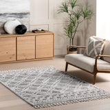 nuLOOM 8x11 Ansley Moroccan Tassel Area Rug, Light Grey, High-Low Textured Bohemian Design, Plush High Pile, Stain Resistant, For Bedroom, Living Room, Hallway, Entryway