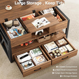 Memobarco 40" Lift Top Coffee Table,4 in 1 Multi-Function Lift Coffee Tables with Storage Drawers and Hidden Compartmen,Farmhouse Coffee Table with Lifting top for Living Room,Black