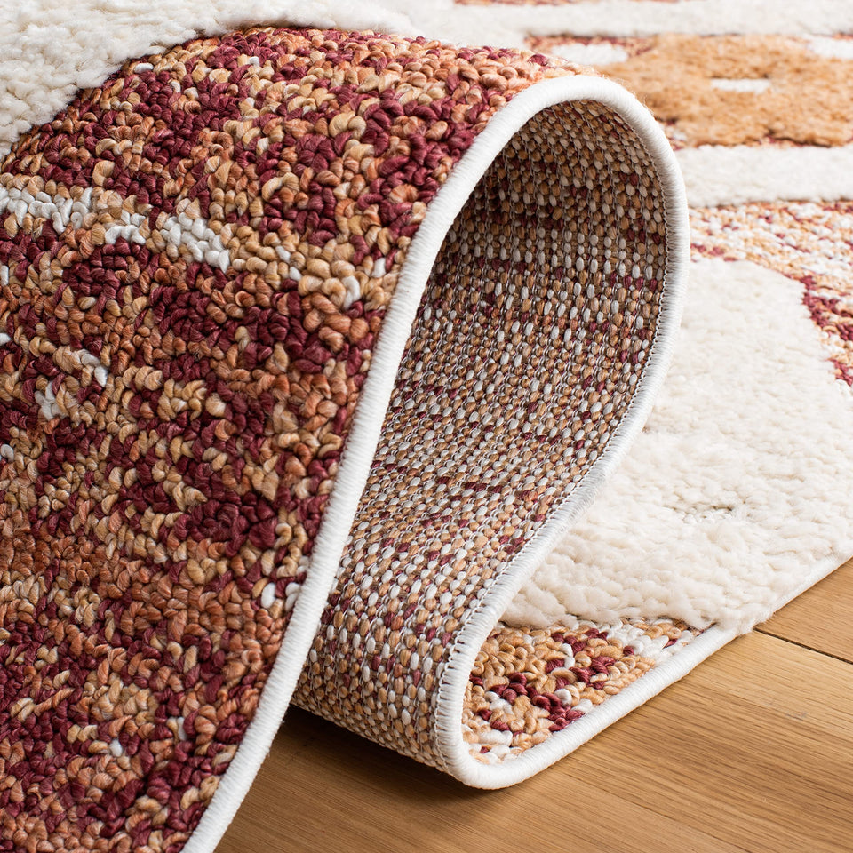 SAFAVIEH Area Rug 8x10 - Moroccan Tassel Shag Collection - Large - Ivory & Brown, Boho Design, Non-Shedding & Easy Cleaning, Plush Pile, Ideal for Living Room, Bedroom, Dining Space (MTS688A)