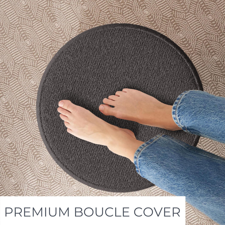 ZICOTO Beautiful Boucle Pouf Ottoman and Foot Rest - Elevate Your Living Room Decor with Lightweight Comfort and Charm - A Round Modern Foam Filled Foot Stool Perfect to Rest Your Feet