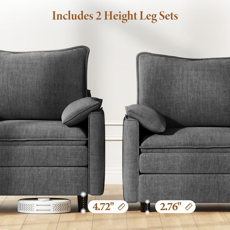 Vesgantti 142" U Shaped Sectional Couch, Comfy Cloud Modular Sectional Sofa with 2 Ottoman Deep Seat Chenille Modern Cloud Sofa, Modular Sofas for Living Room, Bedroom and Apartment, Beige