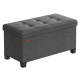 SONGMICS Storage Ottoman Bench, Foldable Foot Rest with Legs, 15 x 43 x 15.7 Inches, End of Bed Bench, Storage Chest, Load up to 660 lb, for Living Room, Bedroom, Entryway, Ink Black ULSF018B01