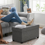 SONGMICS Storage Ottoman Bench, Foldable Foot Rest with Legs, 15 x 43 x 15.7 Inches, End of Bed Bench, Storage Chest, Load up to 660 lb, for Living Room, Bedroom, Entryway, Ink Black ULSF018B01