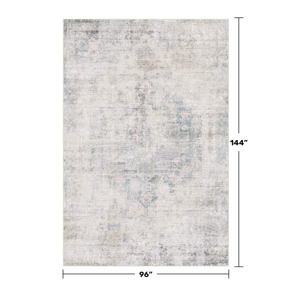 Neutral Living Room Rug - 10x14 Farmhouse Beige Brown Large Area Rug for Dining Room, Bedroom, Low Pile Lightweight Washable