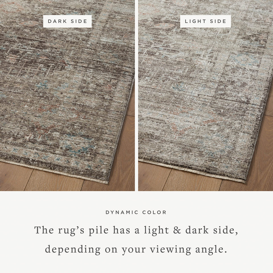Loloi Magnolia Home by Joanna Gaines Millie Collection MIE-02 Sky/Gold 7'-10" x 10', .25" Pile Height, Area Rug