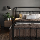 Allewie King Size Metal Platform Bed Frame with Victorian Style Wrought Iron-Art Headboard/Footboard, No Box Spring Required, Black