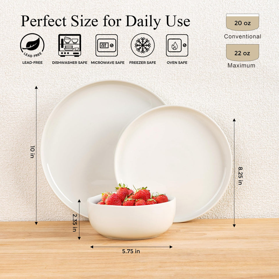 LeRatio Ceramic Dinnerware Sets for 6,Plates and Bowls Sets,Handmade Reactive Glaze Dishes Set,Chip Resistant and Scratch Resistant | Oven&Dishwasher & Microwave Safe-Blue(18PCS)