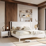 Bme Vivian 14 Inch Deluxe Bed Frame with Headboard, Rustic & Scandinavian Style with Solid Acacia Wood, No Box Spring Needed, 12 Strong Wood Slat Support, Easy Assembly, King, Rustic Golden Brown