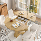 43.3in-59in Extendable Round Dining Table for 4-8,Modern Kitchen Oval Dining Table with Removable Leaves Space Saving,Wood Base with Storage Shelf for Kitchen Living Room (Walnut)