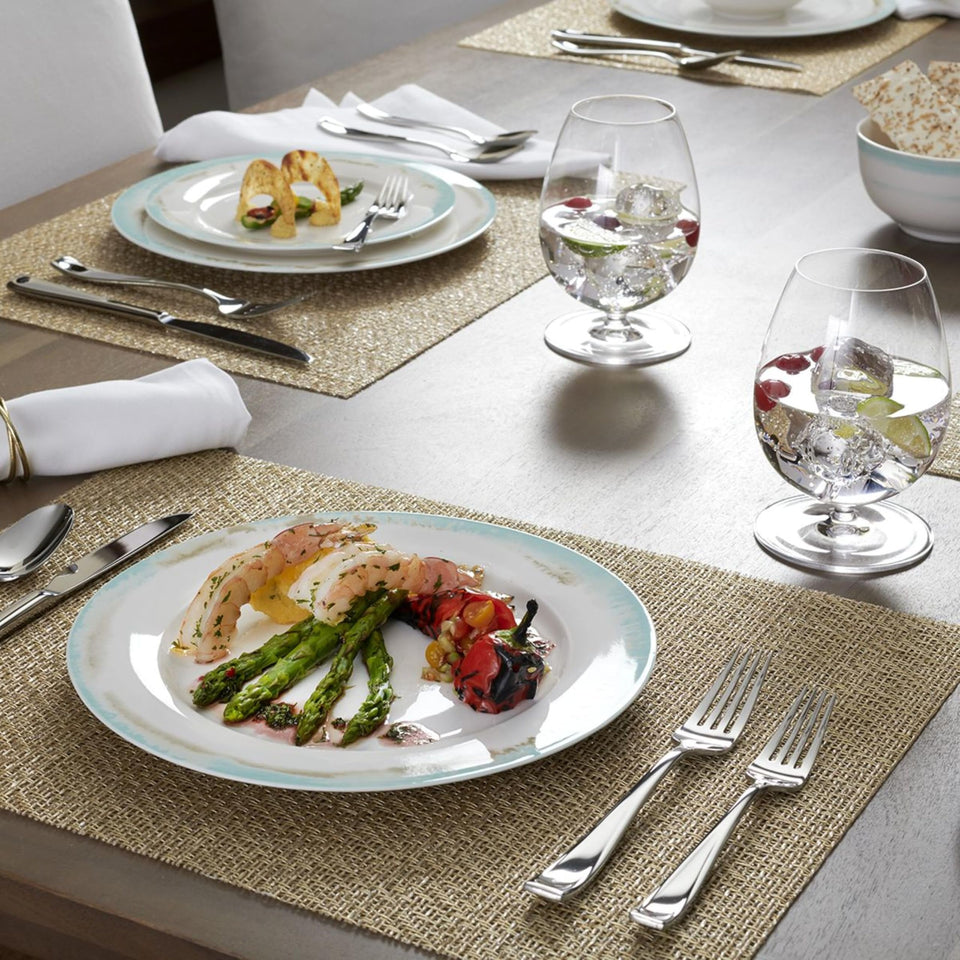 Oneida Silverware Set For 12, Moda 65-Piece Fine Flatware Set with Serving Utensils, Service For 12, 18/10 Stainless Steel, Dishwasher Safe For home, Knives Spoons and Forks Set (Silver, 65 pieces)