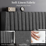 Yaheetech King Bed Frame Upholstered Platform Bed with Fabric Headboard, Wing Edge Design/Non-Slip and Noise-Free/Wooden Slats Support/No Box Spring Needed/Easy Assembly, Ivory King Bed