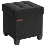 SONGMICS 15 Inches Cube Storage Ottoman, Bedroom Bench with Storage, Foot Stool with Feet, Holds Up to 660 lb, Dark Gray ULSF14GYZ