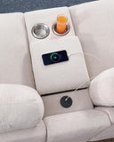 YOPTO 127" L-Shaped Sectional Couch with Movable Ottoman & 6 Throw Pillows,7 Seat Chenille Upholstered Sofa W/2 Cup Holder,USB Port & Hidden Storage Box,DIY Combination,for Living Room,Apartment,Beige