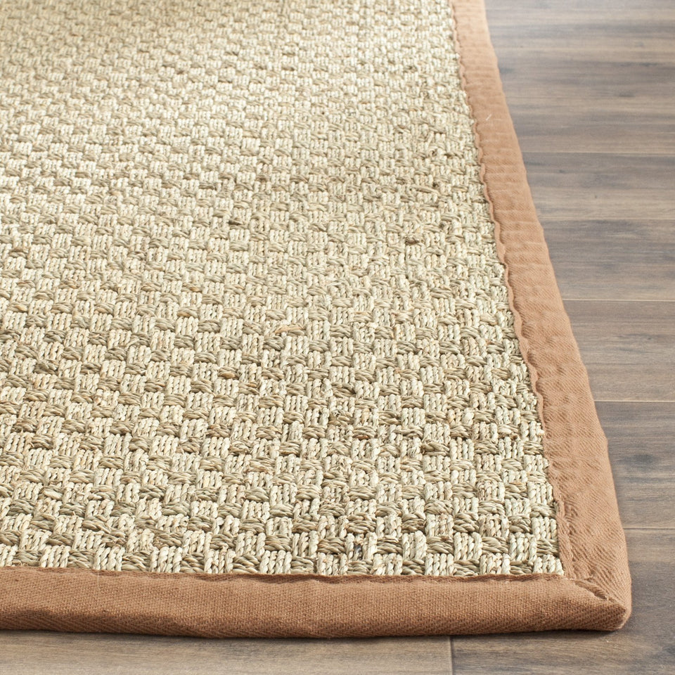SAFAVIEH Area Rug 8x10 - Natural Fiber Collection - Large - Natural & Beige, Seagrass, Basketweave Pattern (NF114A)