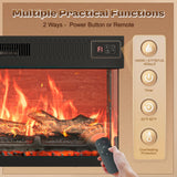 Huuger Fireplace TV Stand with LED Lights for 75 Inch TV, 3-Side Glass Fireplace Entertainment Center, 70 Inch Farmhouse Television Stands Stand with 4 Deep Drawers for Living Room, Brown