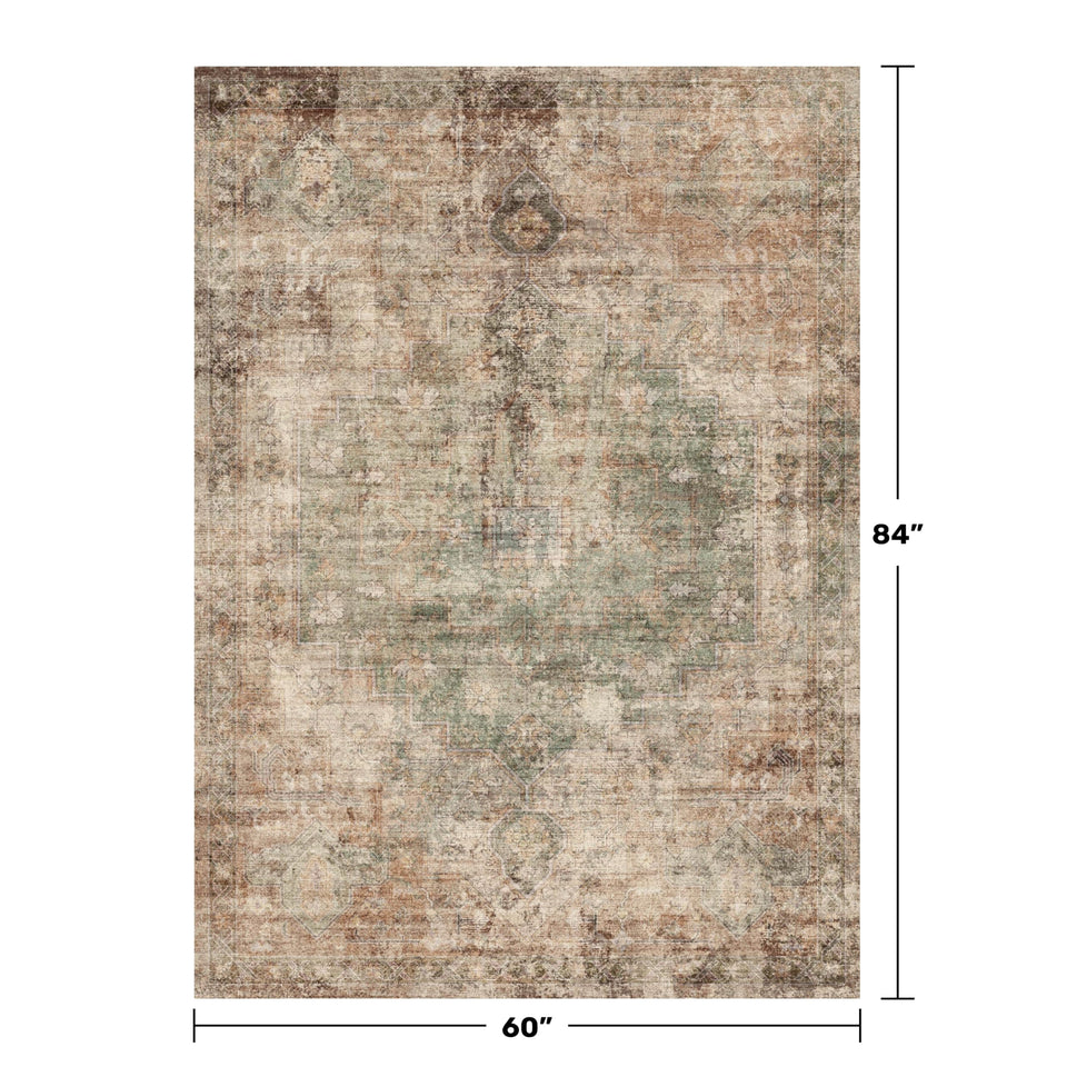 Neutral Living Room Rug - 10x14 Farmhouse Beige Brown Large Area Rug for Dining Room, Bedroom, Low Pile Lightweight Washable