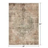 Neutral Living Room Rug - 10x14 Farmhouse Beige Brown Large Area Rug for Dining Room, Bedroom, Low Pile Lightweight Washable