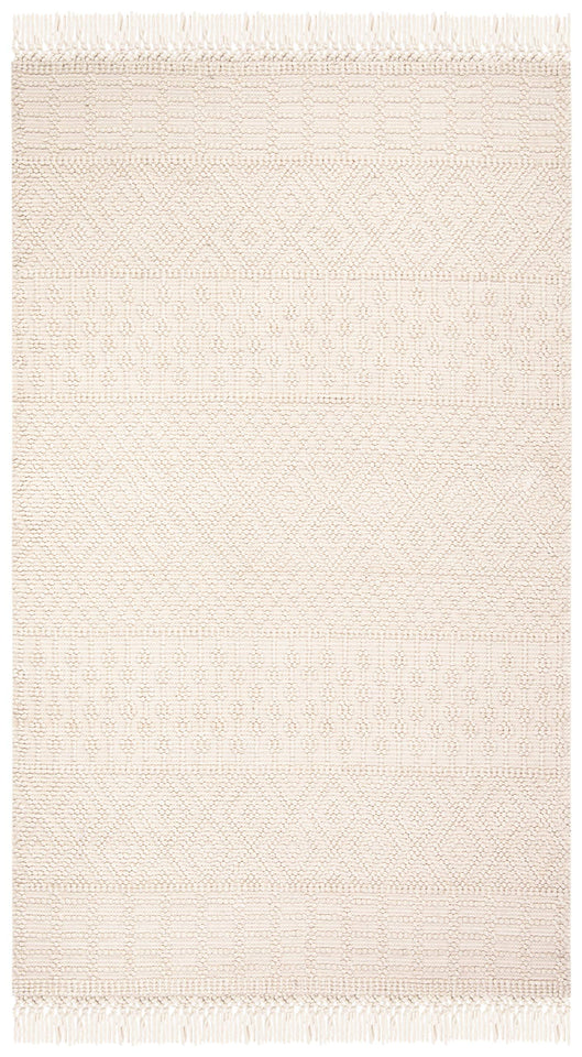 SAFAVIEH Area Rug 8x10 - Natura Collection - Large - Ivory, Handmade Wool, Moroccan Boho Fringe Design, Ideal for Living Room, Bedroom, Dining Space (NAT852B)