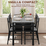 IRONCK Dining Table Set for 4, Wood Kitchen Table with Upholstered Chairs for Kitchen Room and Small Spaces, Rustic Brown