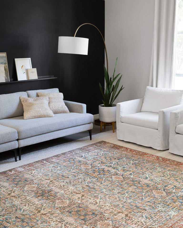 Loloi Layla Collection LAY-03 Olive/Charcoal 9'-0" x 12'-0" .13" Thick Area Rug, Soft, Durable, Vintage Inspired, Distressed, Low Pile, Non-Shedding, Easy Clean, Printed, Living Room Rug