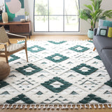 SAFAVIEH Area Rug 8x10 - Moroccan Tassel Shag Collection - Large - Ivory & Brown, Boho Design, Non-Shedding & Easy Cleaning, Plush Pile, Ideal for Living Room, Bedroom, Dining Space (MTS688A)