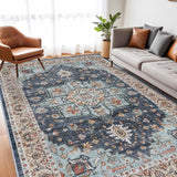 TOPRUUG Washable Oriental Area Rug - 12x15 Rugs for Living Room Soft Carpet for Bedroom Waterproof Floral Distressed Indoor Stain Resistant Non-Shedding Floor Carpets (Green, 12x15)