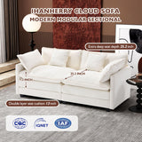 Ihanherry 146" U-Shaped Modern Sofa Modular Sectional Cloud Couch with 2 Ottoman, 6-Seat Chenille Deep Seat Sofa with 6 Pillows for Living Room, Bedroom and Apartment, Grey