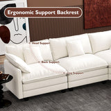 Ihanherry 146" U-Shaped Modern Sofa Modular Sectional Cloud Couch with 2 Ottoman, 6-Seat Chenille Deep Seat Sofa with 6 Pillows for Living Room, Bedroom and Apartment, Grey