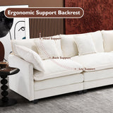 Ihanherry 146" U-Shaped Modern Sofa Modular Sectional Cloud Couch with 2 Ottoman, 6-Seat Chenille Deep Seat Sofa with 6 Pillows for Living Room, Bedroom and Apartment, Grey