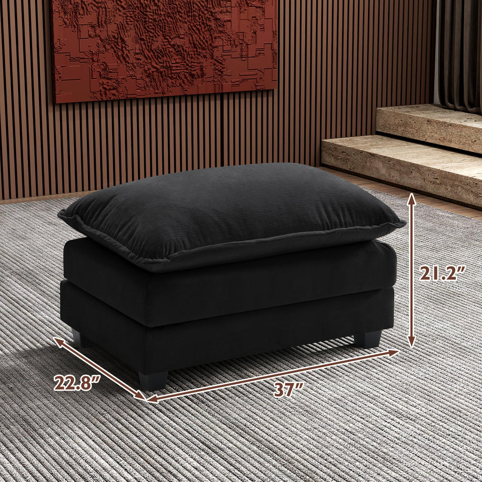 Ihanherry 146" U-Shaped Modern Sofa Modular Sectional Cloud Couch with 2 Ottoman, 6-Seat Chenille Deep Seat Sofa with 6 Pillows for Living Room, Bedroom and Apartment, Grey