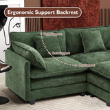 Ihanherry 146" U-Shaped Modern Sofa Modular Sectional Cloud Couch with 2 Ottoman, 6-Seat Chenille Deep Seat Sofa with 6 Pillows for Living Room, Bedroom and Apartment, Grey