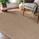 CAMILSON Easy Jute Rug 10x14, Indoor Outdoor Natural Color Fiber Area Rugs for Living Room Patio and Kitchen Rug Herringbone Woven Design Easy-Cleaning Washable Outside Carpet Alfombras 10 x 14