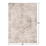 Neutral Living Room Rug - 10x14 Farmhouse Beige Brown Large Area Rug for Dining Room, Bedroom, Low Pile Lightweight Washable