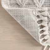 nuLOOM 8x11 Ansley Moroccan Tassel Area Rug, Light Grey, High-Low Textured Bohemian Design, Plush High Pile, Stain Resistant, For Bedroom, Living Room, Hallway, Entryway
