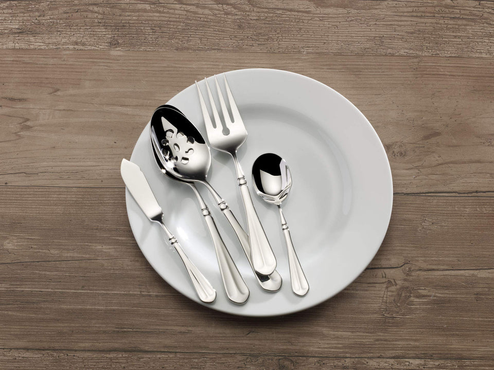 Mikasa Regent Bead 65-Piece Flatware Set for 12, 18/10 Stainless Steel Silverware with Full Service and Serving Utensils, Classic Beaded Edge Design