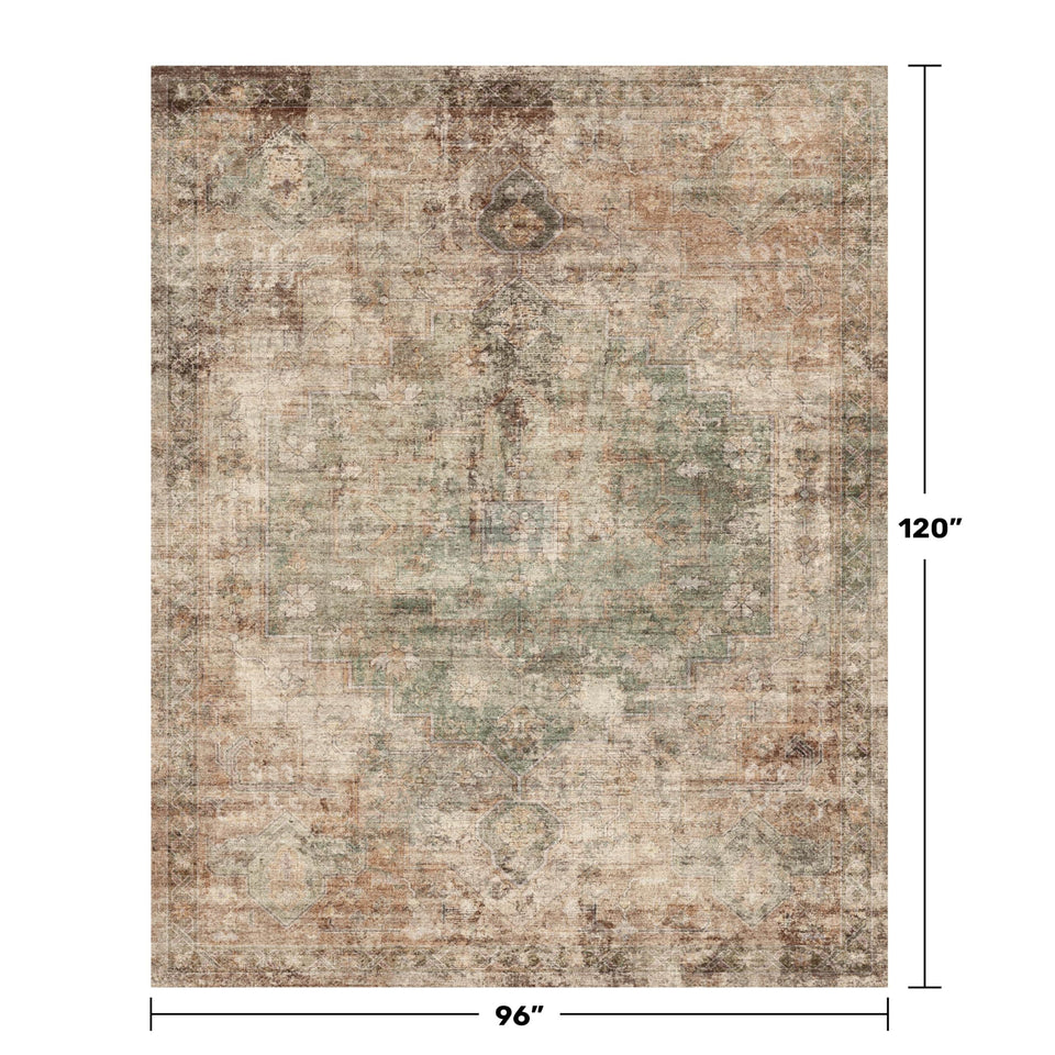 Neutral Living Room Rug - 10x14 Farmhouse Beige Brown Large Area Rug for Dining Room, Bedroom, Low Pile Lightweight Washable