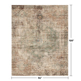 Neutral Living Room Rug - 10x14 Farmhouse Beige Brown Large Area Rug for Dining Room, Bedroom, Low Pile Lightweight Washable