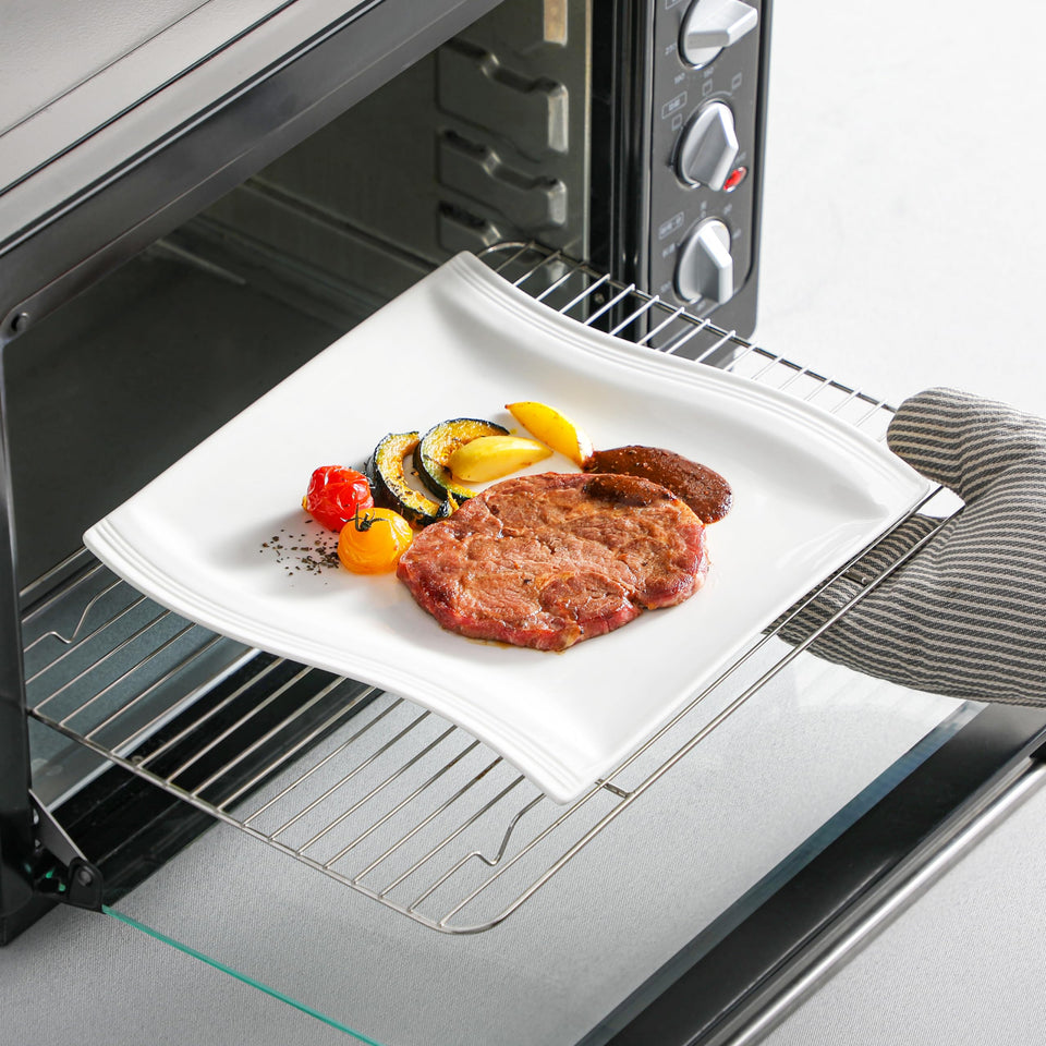 MALACASA Ivory White Dinnerware Sets, 30-Piece Porcelain Plates and Bowls Sets, Modern Dish Set for 6, Square Plates Dinnerware Set Kitchen Dishware Sets, Microwave and Dishwasher Safe, Series Flora