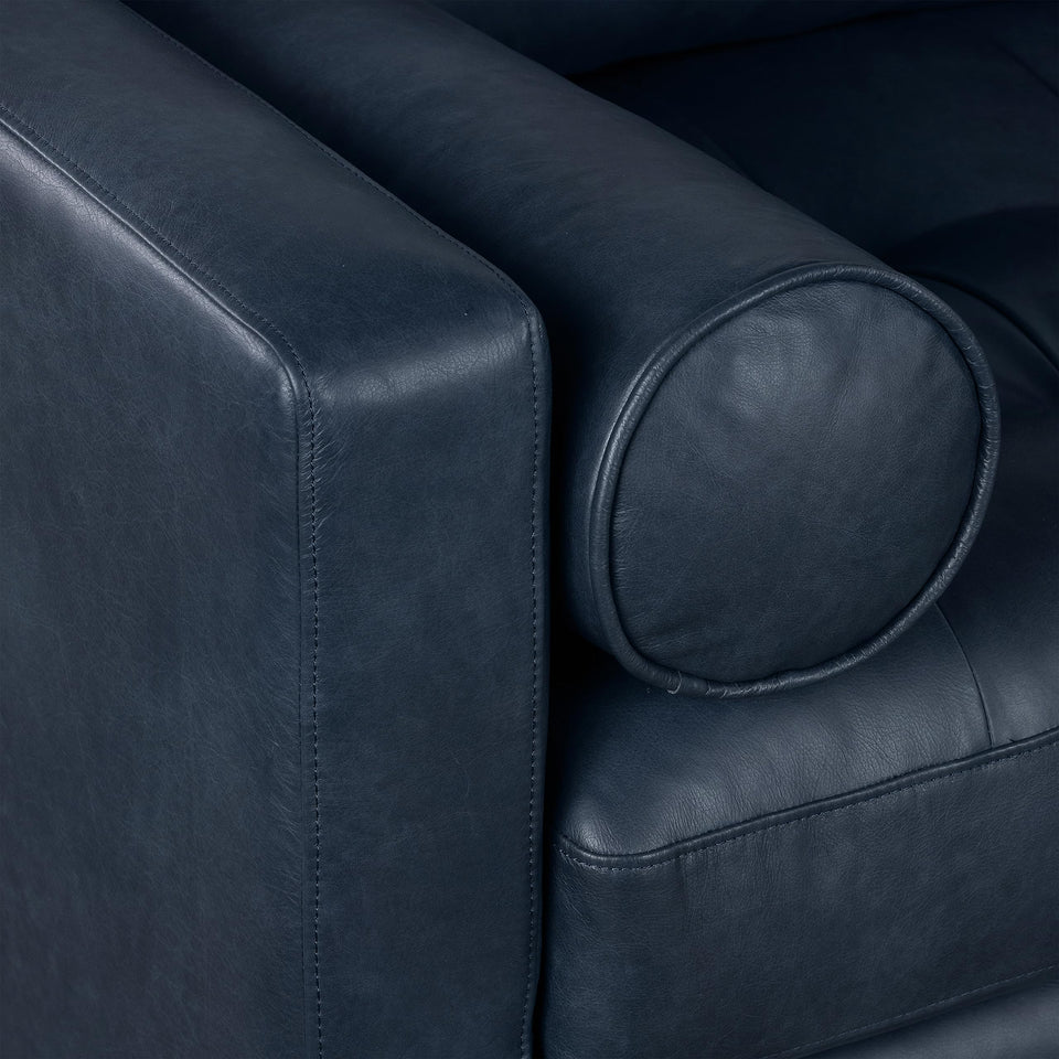 POLY & BARK Napa 72" Apartment Sofa – Italian-Tanned Full-Grain Pure-Aniline or Semi-Aniline Leather, Feather-Down Cushioning, Kiln-Dried Solid Wood Frame, Walnut Legs - Cognac Tan