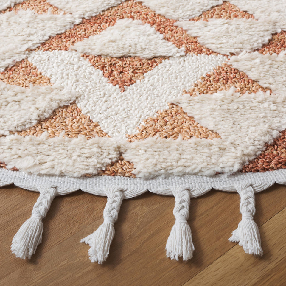 SAFAVIEH Area Rug 8x10 - Moroccan Tassel Shag Collection - Large - Ivory & Brown, Boho Design, Non-Shedding & Easy Cleaning, Plush Pile, Ideal for Living Room, Bedroom, Dining Space (MTS688A)