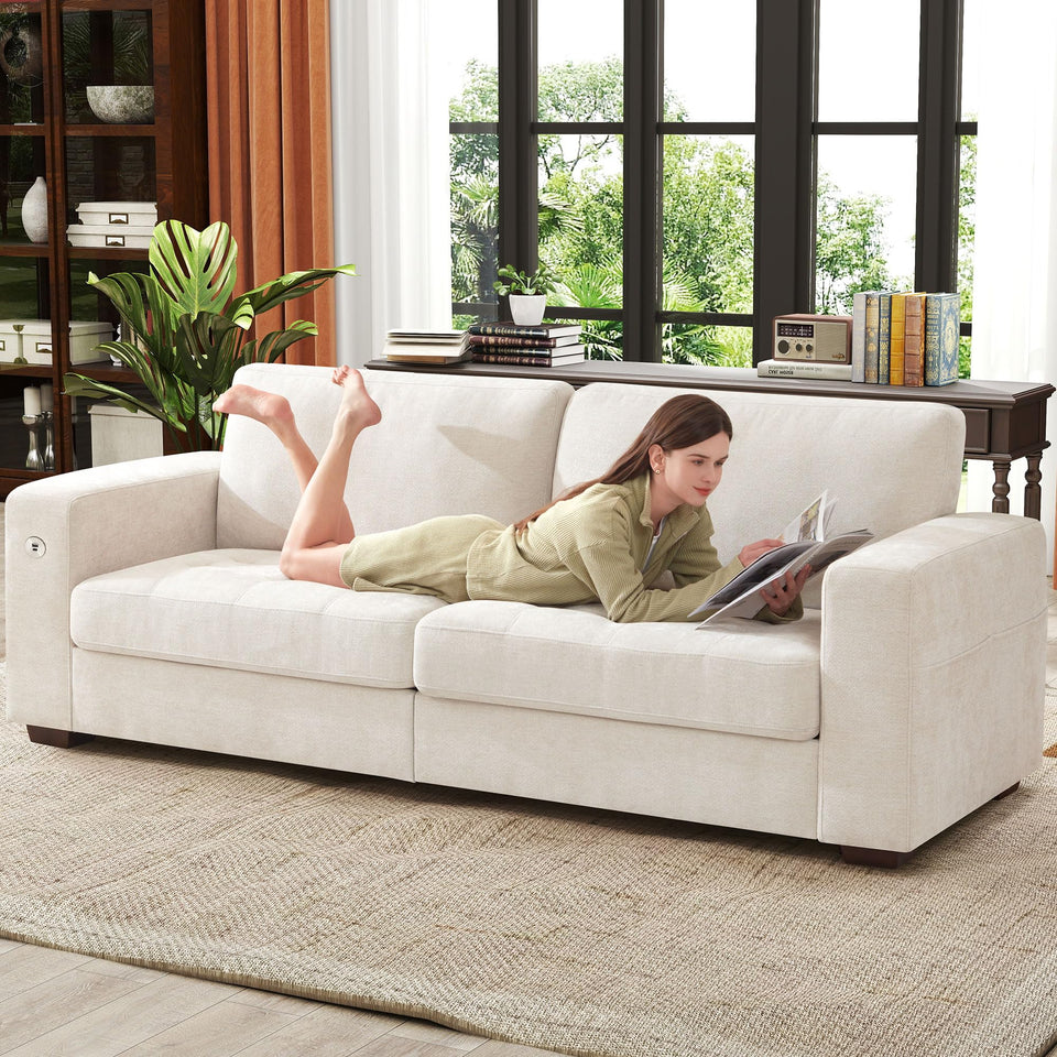 Ihanherry 146" U-Shaped Modern Sofa Modular Sectional Cloud Couch with 2 Ottoman, 6-Seat Chenille Deep Seat Sofa with 6 Pillows for Living Room, Bedroom and Apartment, Grey