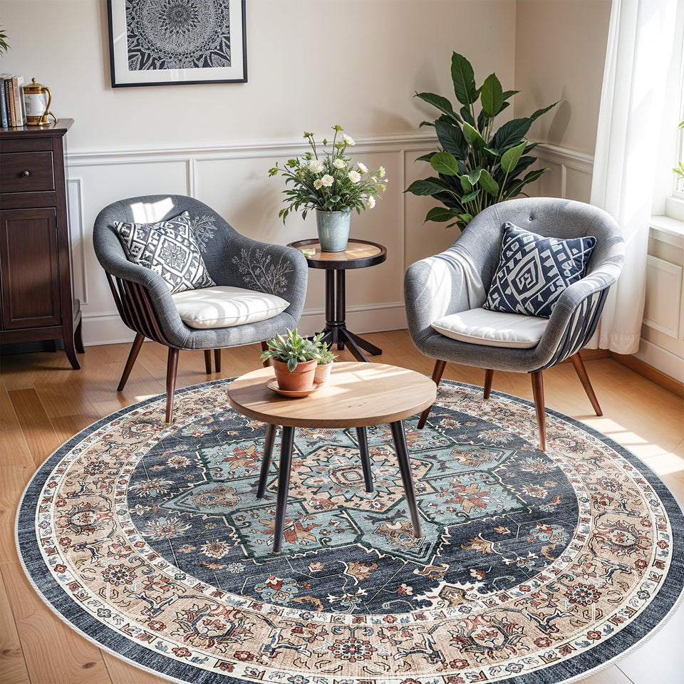 TOPRUUG Washable Oriental Area Rug - 12x15 Rugs for Living Room Soft Carpet for Bedroom Waterproof Floral Distressed Indoor Stain Resistant Non-Shedding Floor Carpets (Green, 12x15)